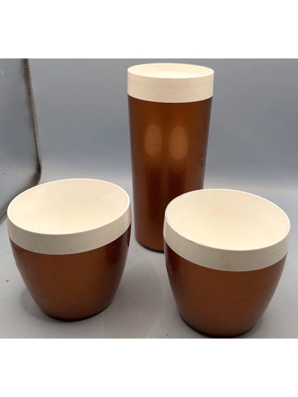 Vintage NFC Copper Mid Century Thermal Tumblers 1-8oz 2-6oz